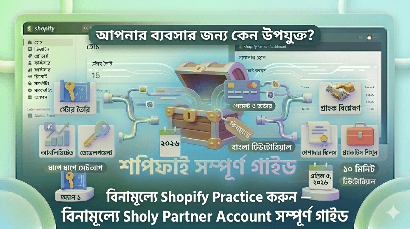 বিনামূল্যে Shopify Practice করুন — Shopify Partner Account সম্পূর্ণ গাইড
