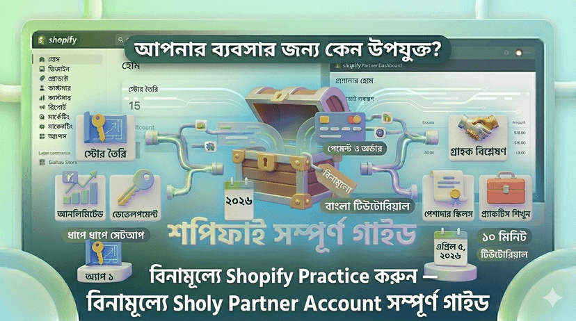 বিনামূল্যে Shopify Practice করুন — Shopify Partner Account সম্পূর্ণ গাইড