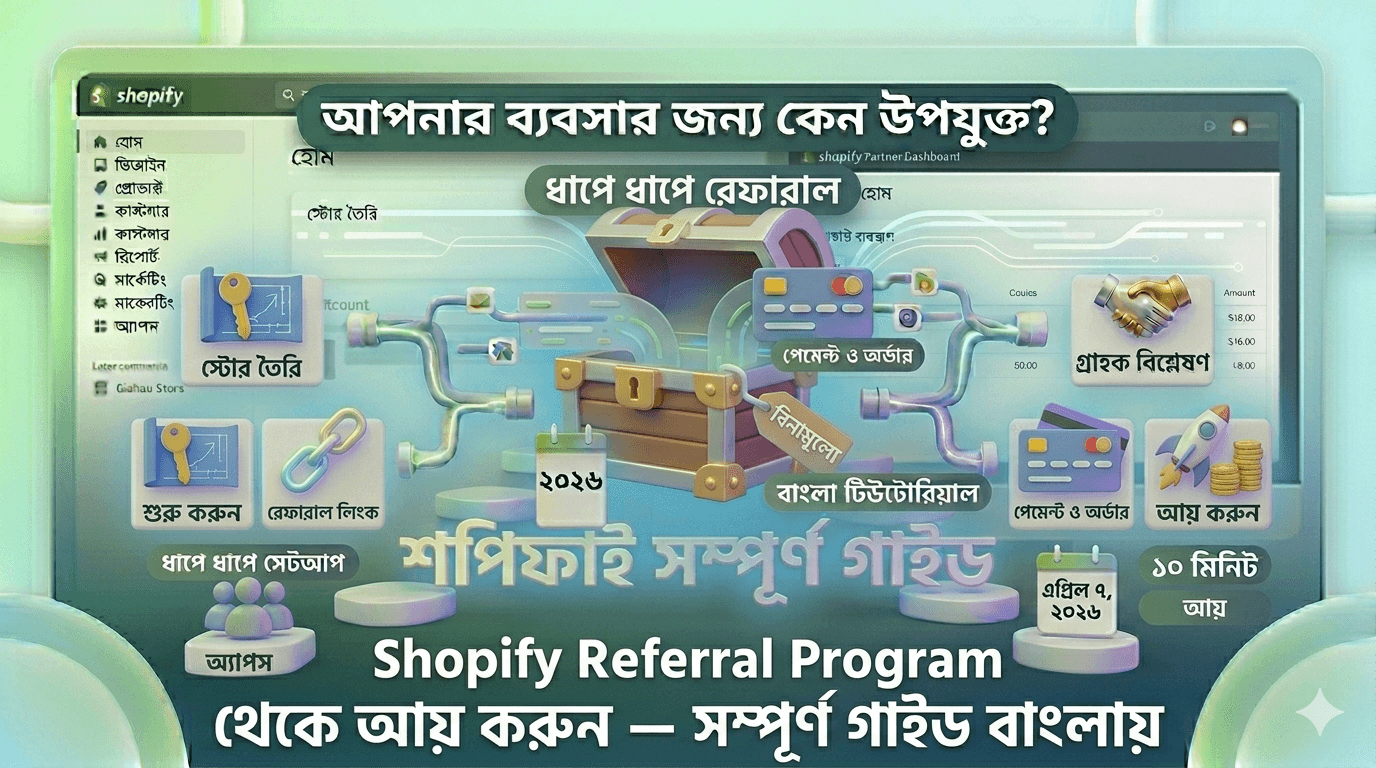 Shopify Referral Program থেকে আয় করুন — সম্পূর্ণ গাইড বাংলায়