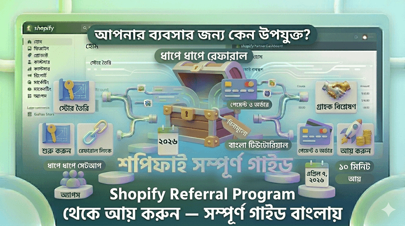 Shopify Referral Program থেকে আয় করুন — সম্পূর্ণ গাইড বাংলায়